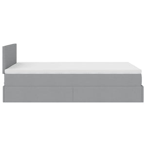 vidaXL Ottoman Bed with Mattress & LEDs Light Gray 120x200 cm Fabric