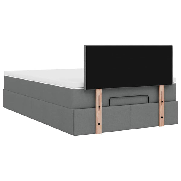 vidaXL Ottoman Bed with Mattress & LEDs Dark Gray 120x200 cm Fabric