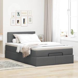 vidaXL Ottoman Bed with Mattress & LEDs Dark Gray 120x200 cm Fabric
