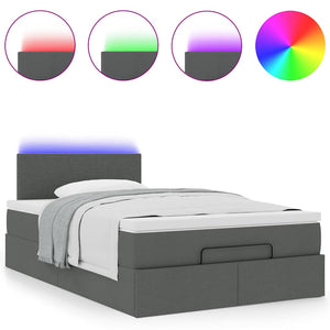 vidaXL Ottoman Bed with Mattress & LEDs Dark Gray 120x200 cm Fabric