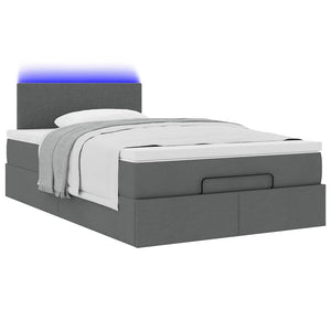 vidaXL Ottoman Bed with Mattress & LEDs Dark Gray 120x200 cm Fabric