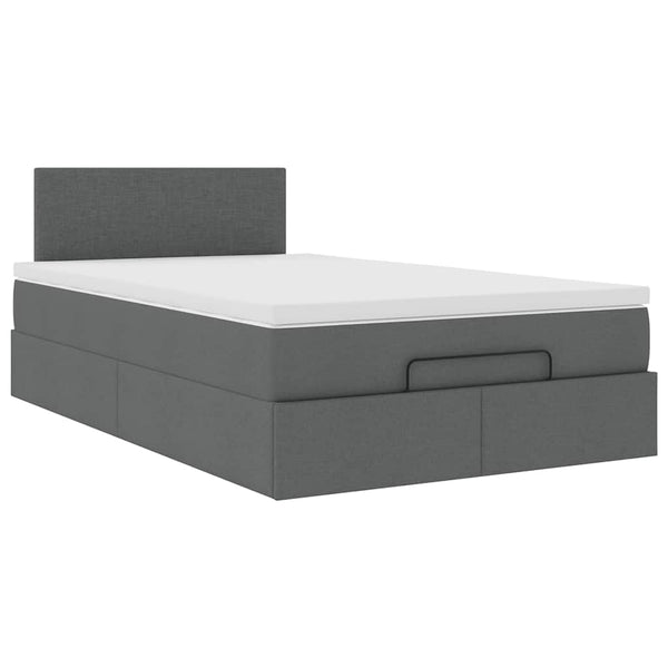 vidaXL Ottoman Bed with Mattress & LEDs Dark Gray 120x200 cm Fabric