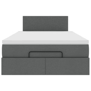 vidaXL Ottoman Bed with Mattress & LEDs Dark Gray 120x200 cm Fabric