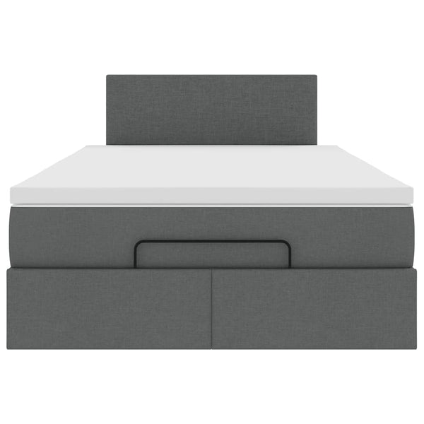 vidaXL Ottoman Bed with Mattress & LEDs Dark Gray 120x200 cm Fabric