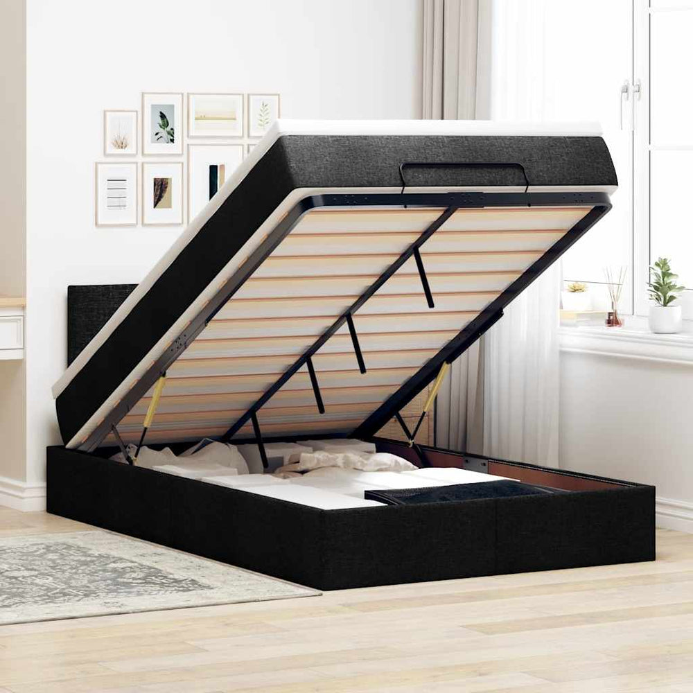 vidaXL Ottoman Bed with Mattress & LED Black 120x200 cm Fabric