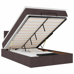 vidaXL Ottoman Bed with Mattress & LEDs Dark Brown 120x200 cm Fabric