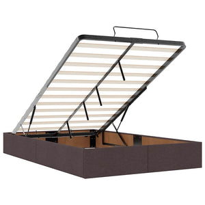 vidaXL Ottoman Bed with Mattress & LEDs Dark Brown 120x200 cm Fabric