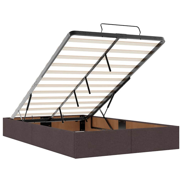 vidaXL Ottoman Bed with Mattress & LEDs Dark Brown 120x200 cm Fabric