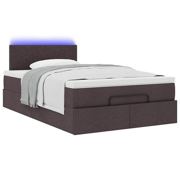 vidaXL Ottoman Bed with Mattress & LEDs Dark Brown 120x200 cm Fabric