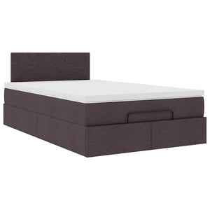 vidaXL Ottoman Bed with Mattress & LEDs Dark Brown 120x200 cm Fabric