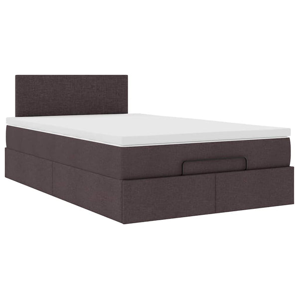 vidaXL Ottoman Bed with Mattress & LEDs Dark Brown 120x200 cm Fabric