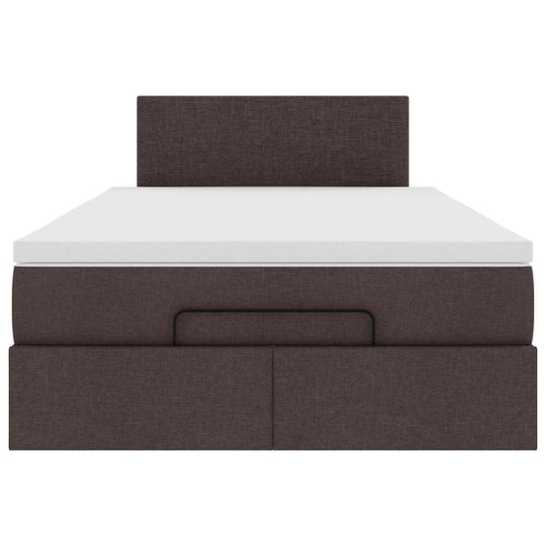 vidaXL Ottoman Bed with Mattress & LEDs Dark Brown 120x200 cm Fabric