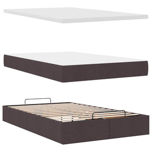 vidaXL Ottoman Bed with Mattress & LEDs Dark Brown 120x200 cm Fabric