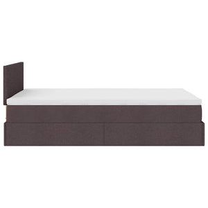 vidaXL Ottoman Bed with Mattress & LEDs Dark Brown 120x200 cm Fabric