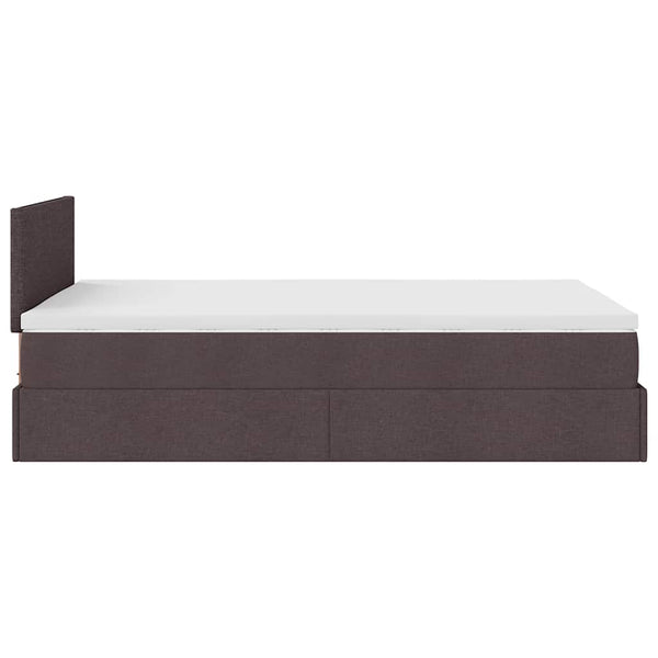 vidaXL Ottoman Bed with Mattress & LEDs Dark Brown 120x200 cm Fabric