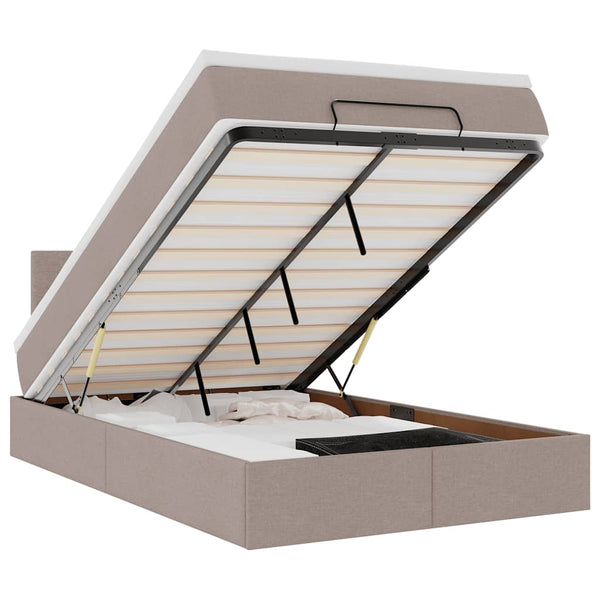 vidaXL Ottoman Bed with Mattress & LEDs Taupe 120x200 cm Fabric