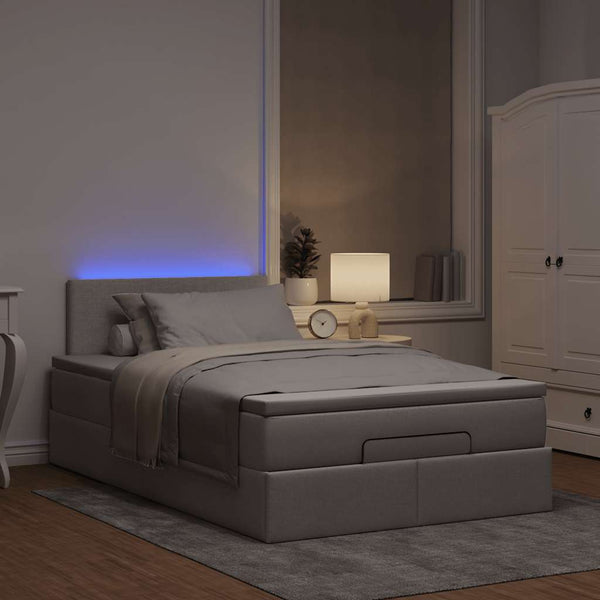 vidaXL Ottoman Bed with Mattress & LEDs Taupe 120x200 cm Fabric