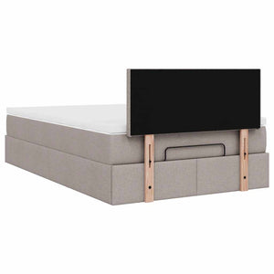 vidaXL Ottoman Bed with Mattress & LEDs Taupe 120x200 cm Fabric