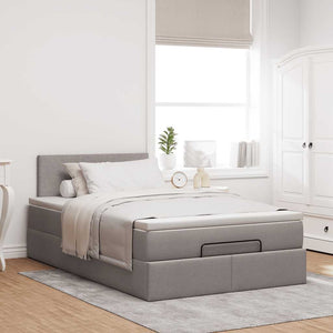 vidaXL Ottoman Bed with Mattress & LEDs Taupe 120x200 cm Fabric