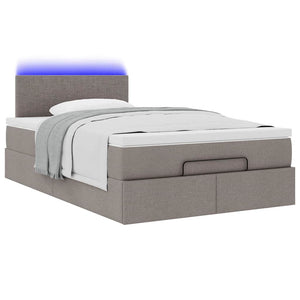 vidaXL Ottoman Bed with Mattress & LEDs Taupe 120x200 cm Fabric