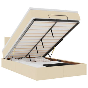 vidaXL Ottoman Bed with Mattress & LED Lights Cream 120x200 cm Fabric