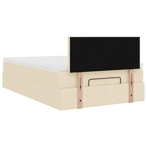 vidaXL Ottoman Bed with Mattress & LED Lights Cream 120x200 cm Fabric
