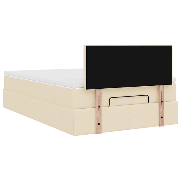 vidaXL Ottoman Bed with Mattress & LED Lights Cream 120x200 cm Fabric
