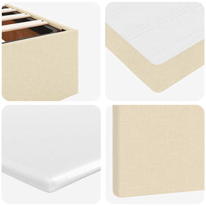 vidaXL Ottoman Bed with Mattress & LED Lights Cream 120x200 cm Fabric