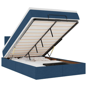 vidaXL Ottoman Bed with Mattress & LED Blue 120x200 cm Fabric