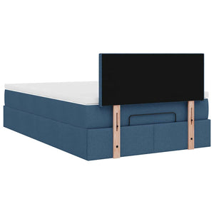 vidaXL Ottoman Bed with Mattress & LED Blue 120x200 cm Fabric