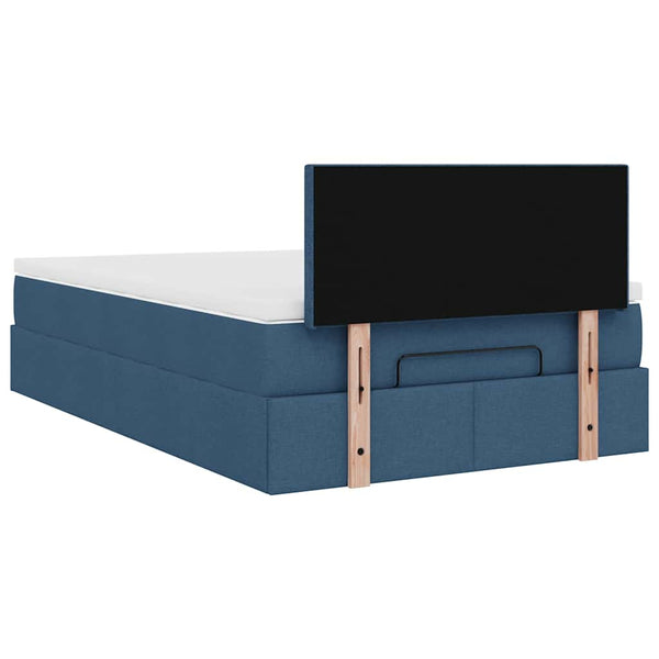 vidaXL Ottoman Bed with Mattress & LED Blue 120x200 cm Fabric