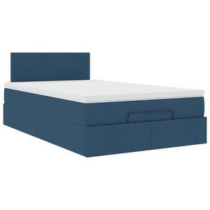 vidaXL Ottoman Bed with Mattress & LED Blue 120x200 cm Fabric