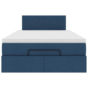 vidaXL Ottoman Bed with Mattress & LED Blue 120x200 cm Fabric