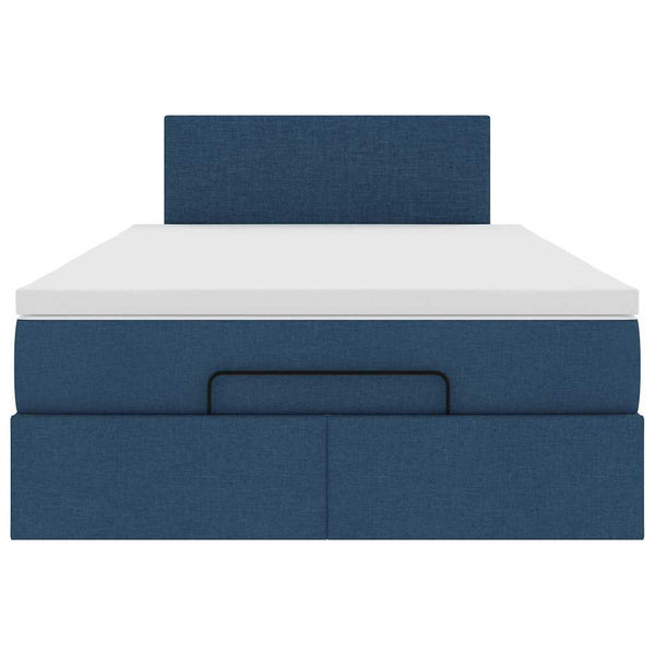 vidaXL Ottoman Bed with Mattress & LED Blue 120x200 cm Fabric