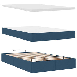 vidaXL Ottoman Bed with Mattress & LED Blue 120x200 cm Fabric