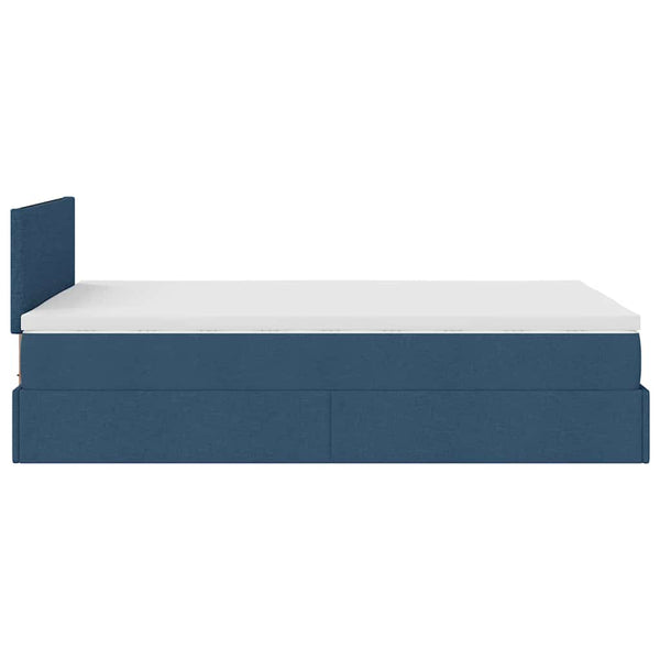 vidaXL Ottoman Bed with Mattress & LED Blue 120x200 cm Fabric