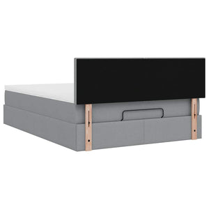 vidaXL Ottoman Bed with Mattress & LED Lights Light Grey 140x190 cm Fabric