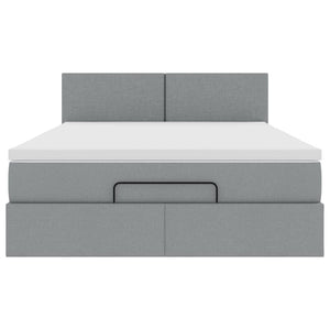 vidaXL Ottoman Bed with Mattress & LED Lights Light Grey 140x190 cm Fabric