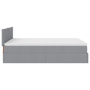 vidaXL Ottoman Bed with Mattress & LED Lights Light Grey 140x190 cm Fabric