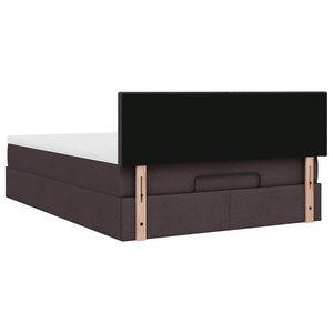 vidaXL Ottoman Bed with Mattress & LED Dark Brown 140x190 cm