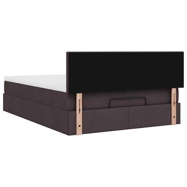 vidaXL Ottoman Bed with Mattress & LED Dark Brown 140x190 cm