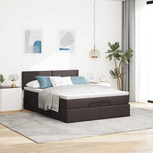 vidaXL Ottoman Bed with Mattress & LED Dark Brown 140x190 cm