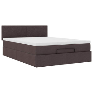 vidaXL Ottoman Bed with Mattress & LED Dark Brown 140x190 cm