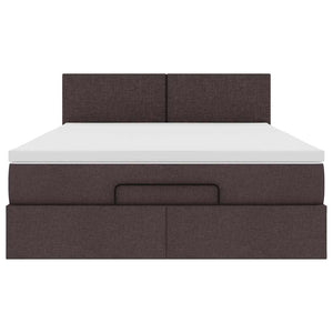 vidaXL Ottoman Bed with Mattress & LED Dark Brown 140x190 cm