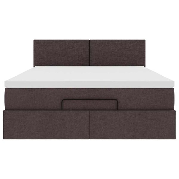vidaXL Ottoman Bed with Mattress & LED Dark Brown 140x190 cm