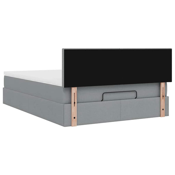 vidaXL Ottoman Bed with Mattress & LED Light Grey 140x200 cm Fabric