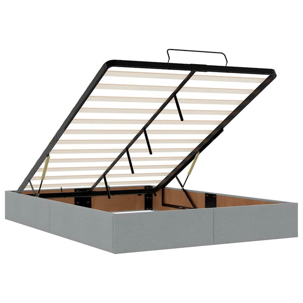 vidaXL Ottoman Bed with Mattress & LED Light Grey 140x200 cm Fabric