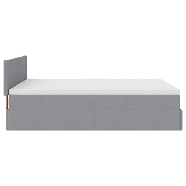 vidaXL Ottoman Bed with Mattress & LED Light Grey 140x200 cm Fabric