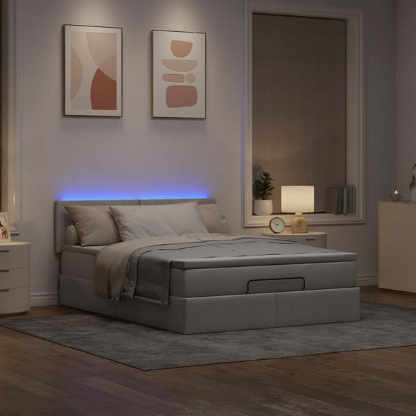 Ottomane Bett mit Matratze & LEDs 140x200 cm