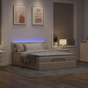 Ottomane Bett mit Matratze Creme 140x200 cm